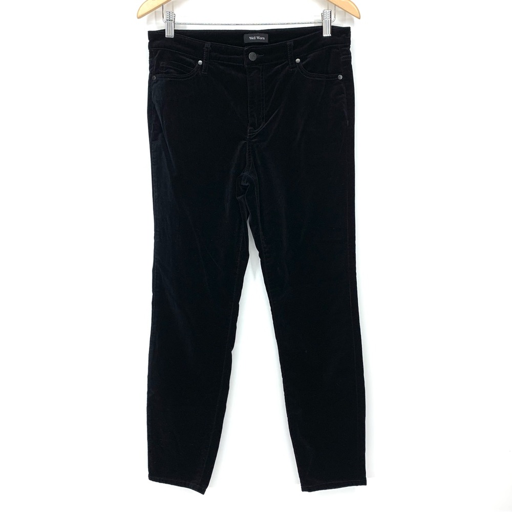 Well Worn Black Velvet Highest Rise Taper Modern Skinny Leg Jean Pants Size 8/29